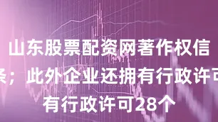 山东股票配资网著作权信息11条；此外企业还拥有行政许可28个